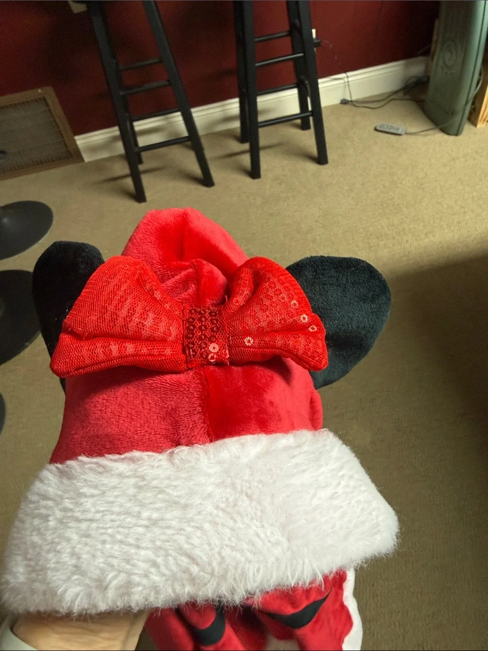 Disney Red Hooded Velvet Santa Dress with White Faux-Fur Trim